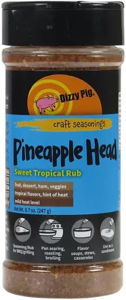 Dizzy Pig Pineapple Head Savory Sweet Tropical Seasoning Rub (8oz Shaker)