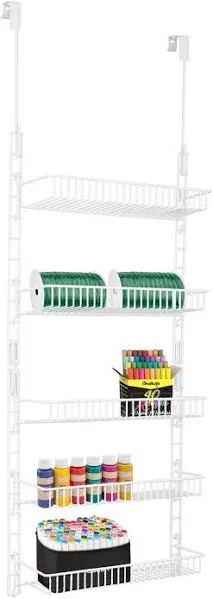 Smart Design Over The Door Adjustable Pantry Organizer Rack w/ 5 Adjustable