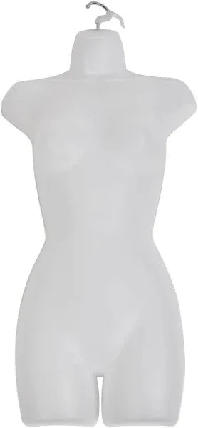 Female Molded Frosted Shapely Torso Form with Hook - Fits Women’s Size 5-10