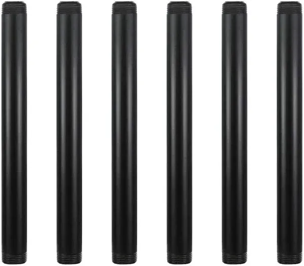 GeilSpace 6 Pack 3/4" × 10" Pre-Cut Black Metal Pipe, Industrial Steel Fits Standard Three Quarters Inch Black Threaded Pipes and Fittings - Vintage DIY Industrial Shelving (3/4" × 10", Black)