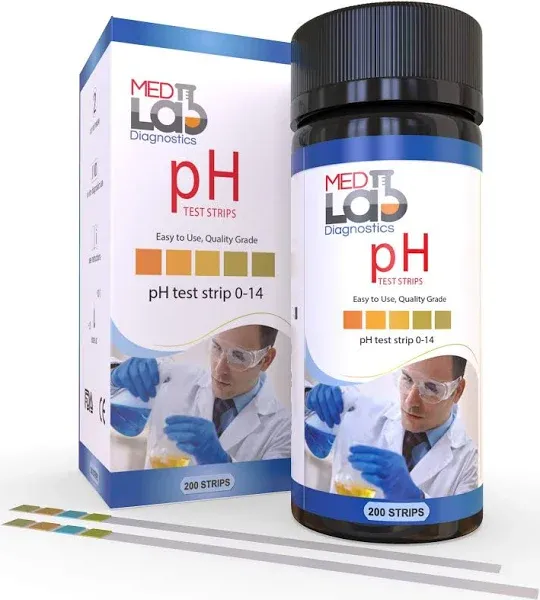 pH Test Strips 0 to 14 (200 ct) for Water & Liquids. Universal Plastic pH Strips Drinking Water, Kombucha, Pool, Spa, Hotub, Soap, & Urine and Saliva. Acid Alkaline Litmus Paper Testing Strips