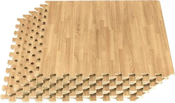 Forest Floor 3/8 Inch Thick Printed Foam Tiles Premium Wood Grain Interlocking Foam Floor Mats