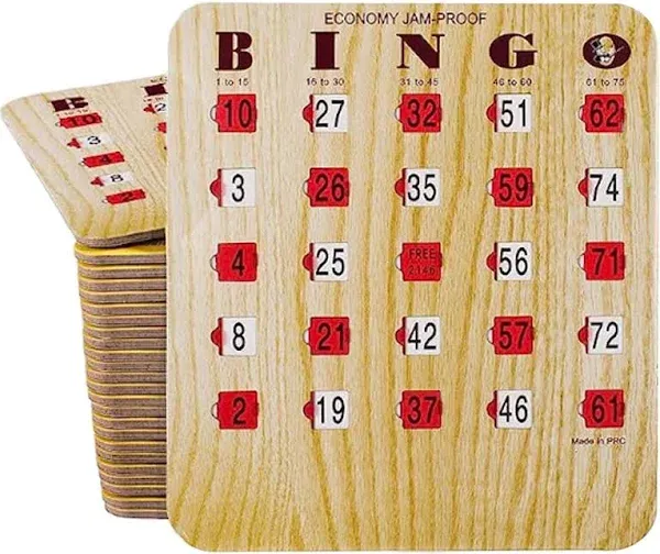 MR CHIPS Jam-Proof Fingertip Slide Bingo Cards with Sliding Windows - Tan Style