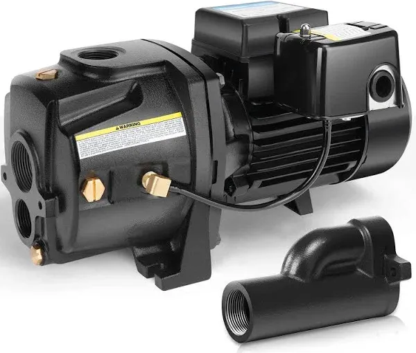 Acquaer 1/2HP Shallow/Deep Well Jet Pump, Cast Iron Convertible Pump with Eje...