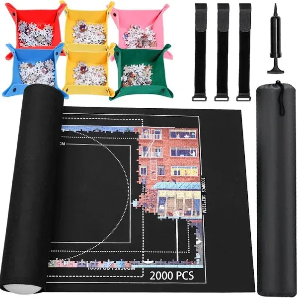 Jigsaw Puzzle Mat Roll Up - 2000 1500 1000 500 Pcs 500-2000 Pieces Black