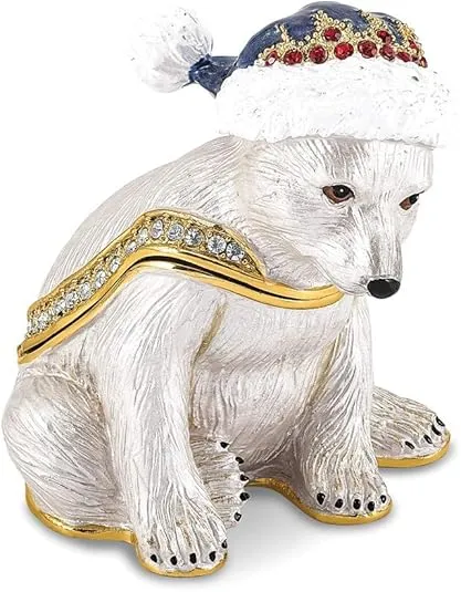 Noelle Cuddly Polar Bear Cub Trinket Box