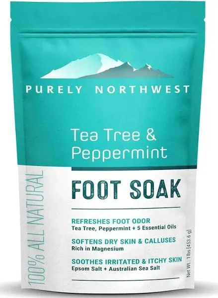 -Tea Tree Oil &amp; Peppermint Foot Soak with Epsom Salt-for Stubborn Foot Odor A...