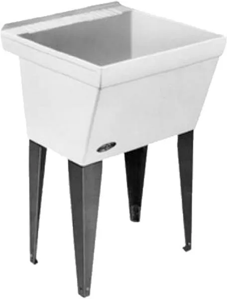 Mustee® UtilaTub® 23"W x 23.5"D White Durastone® Floor-Mount Laundry/Utility Sink