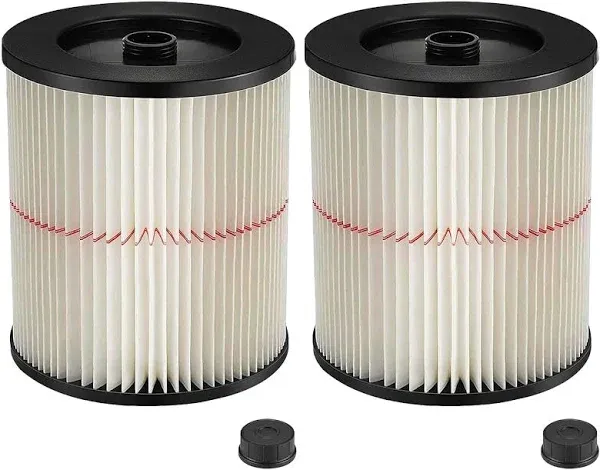 2 Pack 17816 9-17816 Red Stripe Vacuum Cartridge Filter Compatible Wet/Dry Vacuum Models 5, 6, 8, 12, and 16 32 Gal. Vacuums produced since 1988 8.5 Inches- White/Red