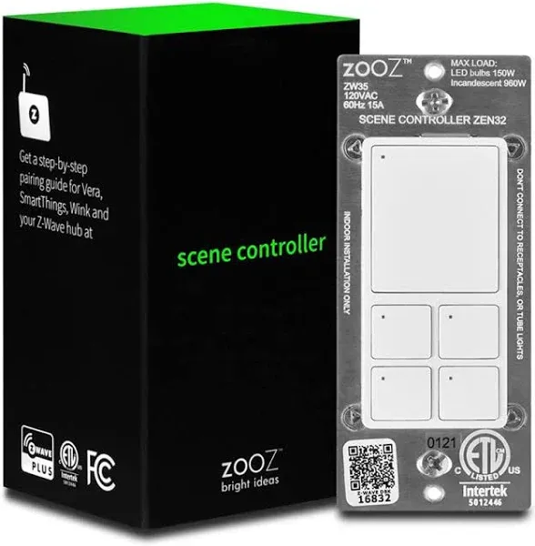 Zooz 700 Series Z-Wave Plus Mesh Network Scene Controller ZEN32, White | Z-Wave Hub Required