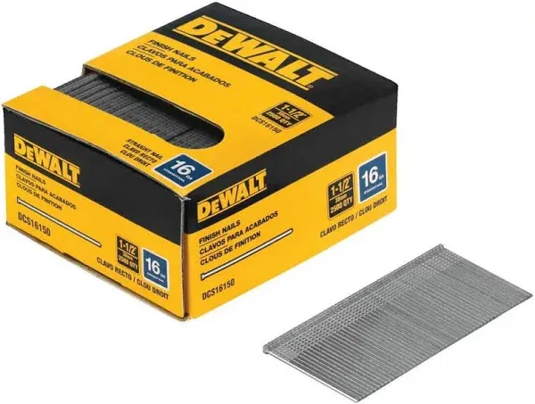 DEWALT Finish Nails, 1-1/2-Inch, 16GA, 2000-Pack (DCS16150), Glossy Exclusive Paper