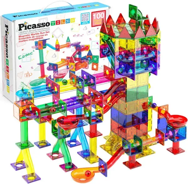 PICASSOTILES 100pc Marble Run Building Blocks