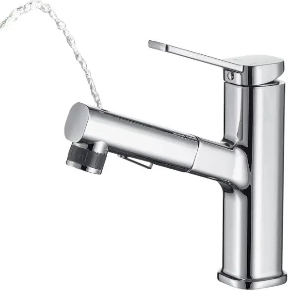 Pull Down Sprayer Single Handle Pull Out Bathroom Faucet