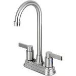 Kingston Brass KB8498NDL NuvoFusion 4" Centerset Two Handle Bar Faucet, Brushed Nickel