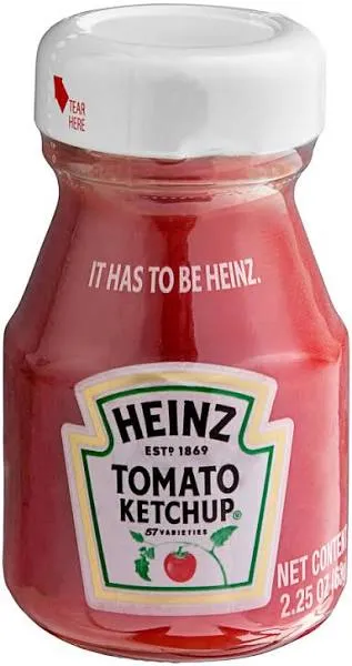 HEINZ Ketchup Single Serve Roomservice Jar, 2.25 oz. Container (Pack of 60)