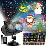 Halloween Christmas Projector Lights Outdoor, 2-in-1 Moving Patterns Landscape