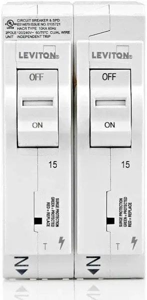 Leviton LSPD1-T Plug-On Surge Protection Device 15A TM