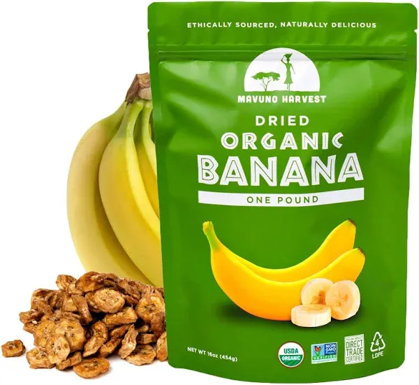 Mavuno Harvest Organic Gluten - Free Dried Banana - Case of 6 - 2 oz.