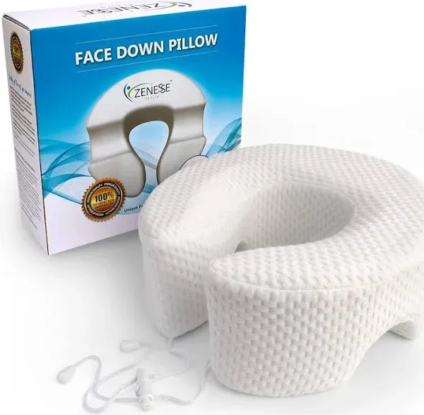 Breathe Easy Face Down Pillow - Premium Adjustable Cradle Providing Superior Comfort. Best for Prone Face-Down Resting, as a Home Massage Headrest, or Contoured Post-Eye Surgery Support.