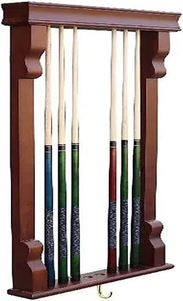 Hathaway Vintage Wall Billiard Pool Cue Rack - Antique Walnut Finish