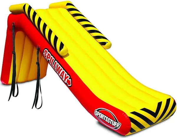 SPILLWAY Dock Slide, Boat Slide, Inflatable Pontoon Slide, Yellow, Red Large