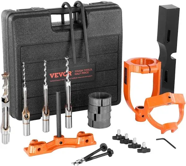 VEVOR Mortising Attachment for Drill Press 4 Model Drills Square Hole Chisel Set Bench Drill Locator Set Mortise and Tenon Tools with 5 Bushings for