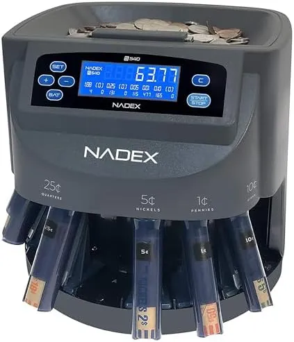 Nadex Coins S540 Coin Counting Sorter and Coin Roll Wrapper, Ncs8-1109