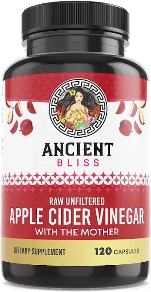 Ancient Bliss Apple Cider Vinegar Capsules - Supports Digestion & Weight Management - 1600MG