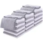 MOONQUEEN 30 Pack Microfiber Face Towel - Premium Soft Makeup Remover Cloths (White-Grey, 30 Pack)