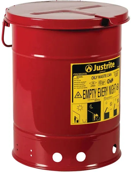 09110 Galvanized Steel Oily Waste Safety Can with Hand Operated Cover, 6 Gallon 