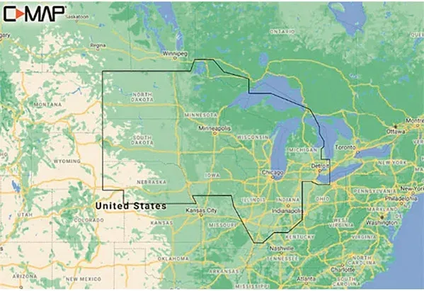 C-MAP Reveal SD Card Map Chart - US Lakes - North Central