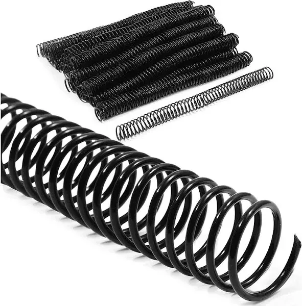 50x Black Spiral Binding Coils, Plastic Spines, 160 Sheets, 20mm, 12&#034;, 4:1 Pitch