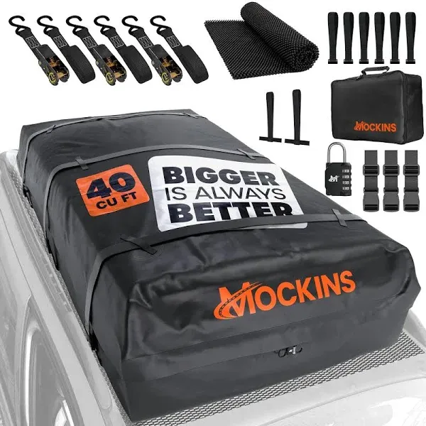 Mockins 40 Cubic Foot Roof Cargo Bag | 72&#034;x48&#034;x20&#034; Waterproof Bag w/ Accessories