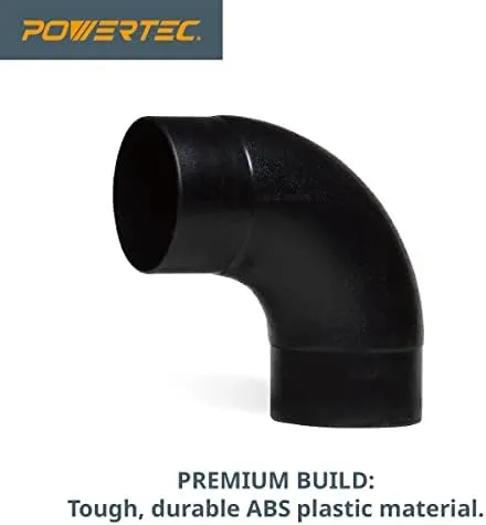 POWERTEC 70105 4&#034; Elbow Dust Hose Connector Black 4&#034; 90 Degree Elbow