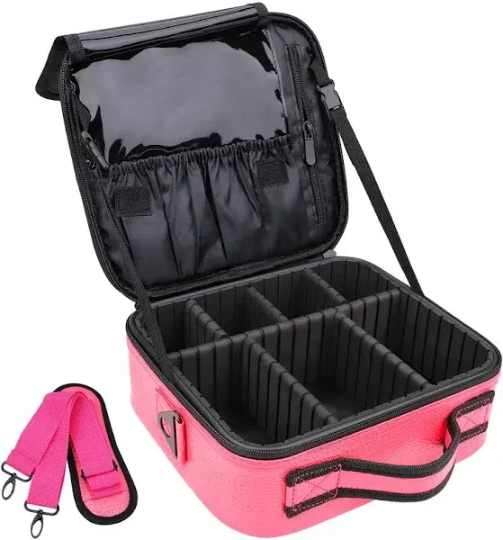 Makeup Case Travel Makeup Train Case Organizer Cosmetic Bag Portable Adjustable