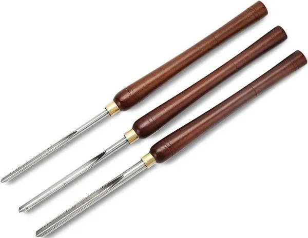 3-Pieces Bowl Gough Lathe Chisel Set,Wood Lathe Turning Tools 1/4-Inches, 3/8-Inches and 1/2-Inches Wood Turning Tools