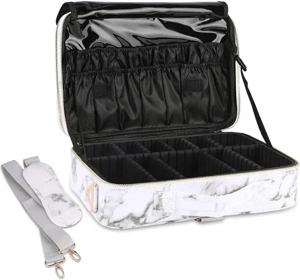 Makeup Case Travel Makeup Train Case Organizer Cosmetic Bag Portable Adjustable