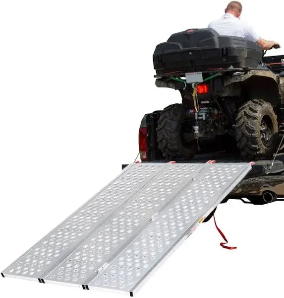 Black Widow, 7ft. 9Inch x 53.5Inch Alum. Punch Plate Tri-Fold ATV Ramp, Material Aluminum, Capacity 1500 lb, Model TFP-9354