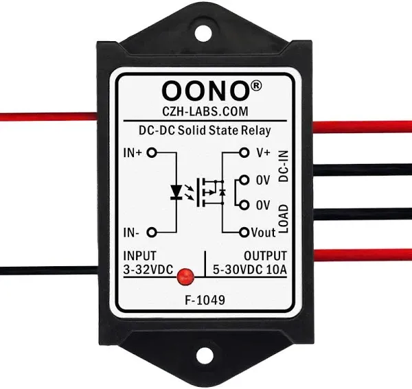 Wired DC-DC 10Amp Isolated Solid State Relay Module, SSR in 3-32VDC Out 5-30VDC