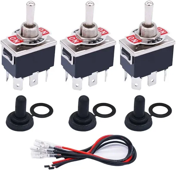 3 Pcs Latching Toggle Rocker Switches 6 Pin 3 Position ON/Off/ON DPDT Heavy D...