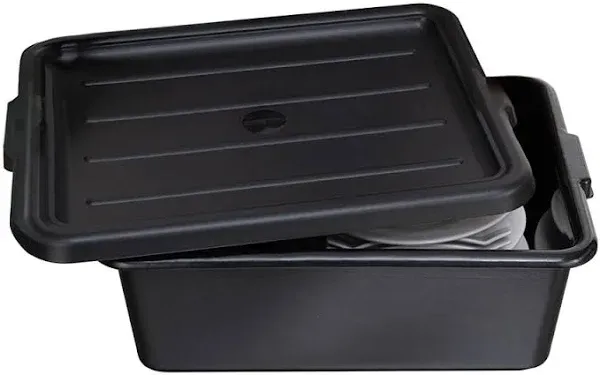 Restaurantware LID ONLY: RW Clean 23.2 Inch x 16.9 Inch Bus Tub Lid 1 Snap-On Lid For Bus Box - With Handles Black Plastic Restaurant Tub Lid Bus Tub Sold Separately