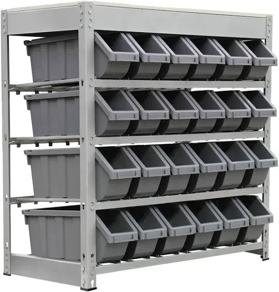 King's Rack 4-Tier Metal Organizer Shelving Rack with 24 Bins