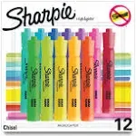 Sharpie Tank Highlighters, Assorted, Chisel Tip, 12 Count