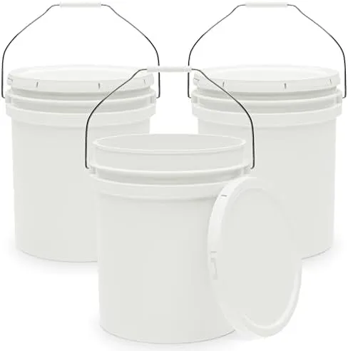 5-gallon White Bucket Pail Container with Lid Food Grade Heavy-Duty 90mil Extra Durable