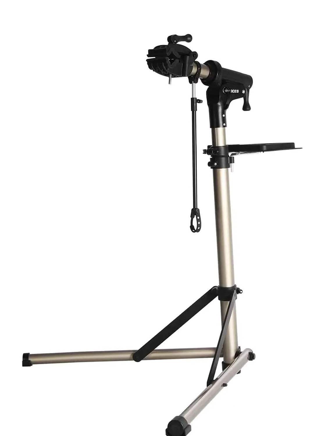 Lightweight Alloy Bike Repair Stand with Tool Tray and Front Wheel Stability