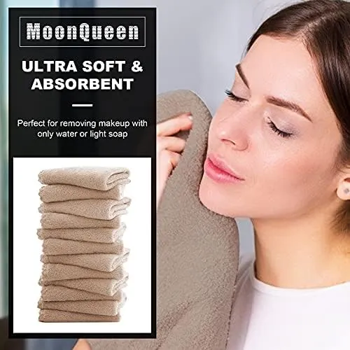 MOONQUEEN Microfiber Facial Cloths Fast Drying Washcloth 12 Pack - Premium Soft Makeup Remover Cloths - Highly Absorbent