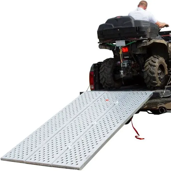 Black Widow, 7ft. 9Inch x 53.5Inch Alum. Punch Plate Tri-Fold ATV Ramp, Material Aluminum, Capacity 1500 lb, Model TFP-9354