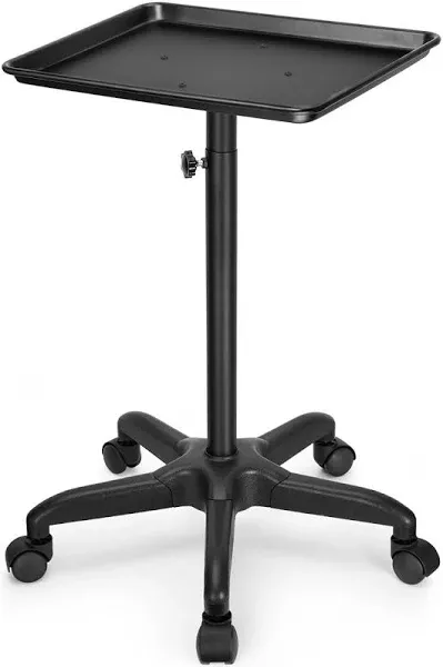 Salon Tray Cart Premium Aluminum Tattoo Tray Rolling Trolley Adjustable Height Storage Utility Cart for Clinic Spa Rolling Tray (Black)