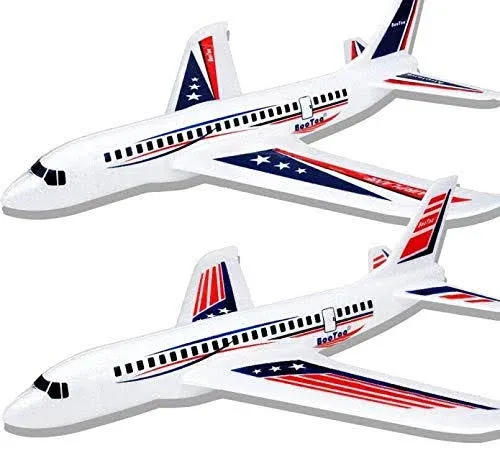 BooTaa Toy Airplanes, 2 Pack 20" Airplane Toys, Outdoor Kids Toys, Large Foam Plane Glider, Outside Toys, Birthday Gifts/Toys for 3 4 5 6 7 8 9 10 Year Old Boys Girls, Outdoor Yard Games for Kids