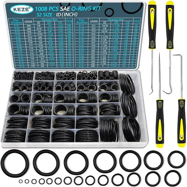 1008 Pieces Universal SAE O-Ring Washer Assortment Set Gasket Seal Kit 32 Sizes